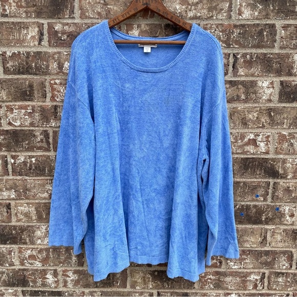 Coldwater Creek Women 3X Long Sleeve Sweater Blue Terry Cloth Coastal Lagenlook‎ - Picture 1 of 5